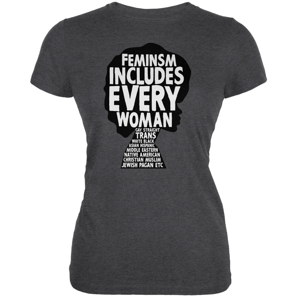 Feminism Includes Every Woman Juniors Soft T Shirt Juniors T-Shirts Old Glory 2XL Deep Heather 