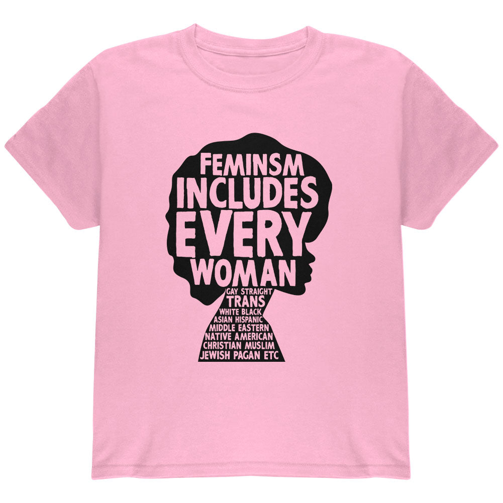 Feminism Includes Every Woman Youth T Shirt Youth T-Shirts Old Glory YLG Light Pink 