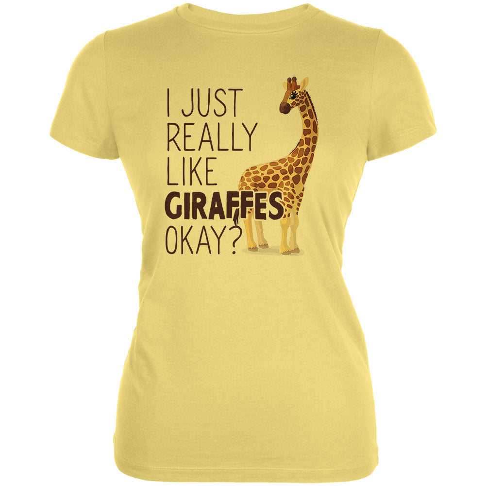 I Just Really Like Giraffes Ok Juniors Soft T Shirt Juniors T-Shirts Old Glory LG Yellow 