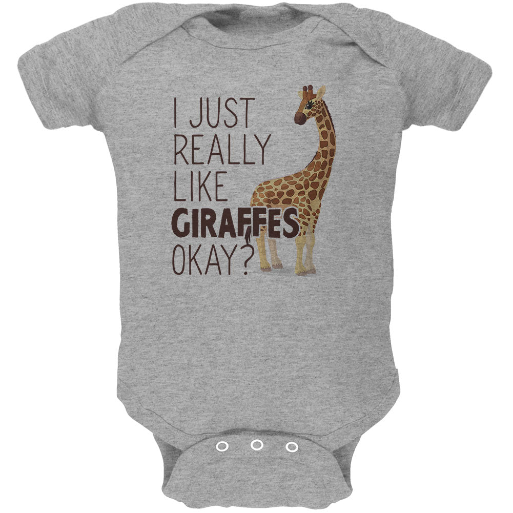 I Just Really Like Giraffes Ok Soft Baby One Piece Baby One Piece Old Glory 12M Heather Grey 