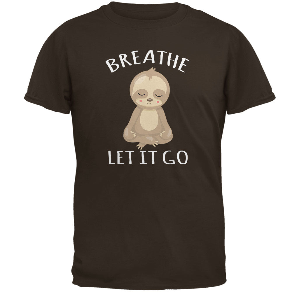 Meditating Sloth Breathe Let It Go Mens T Shirt Men's T-Shirts Old Glory 2XL Brown 