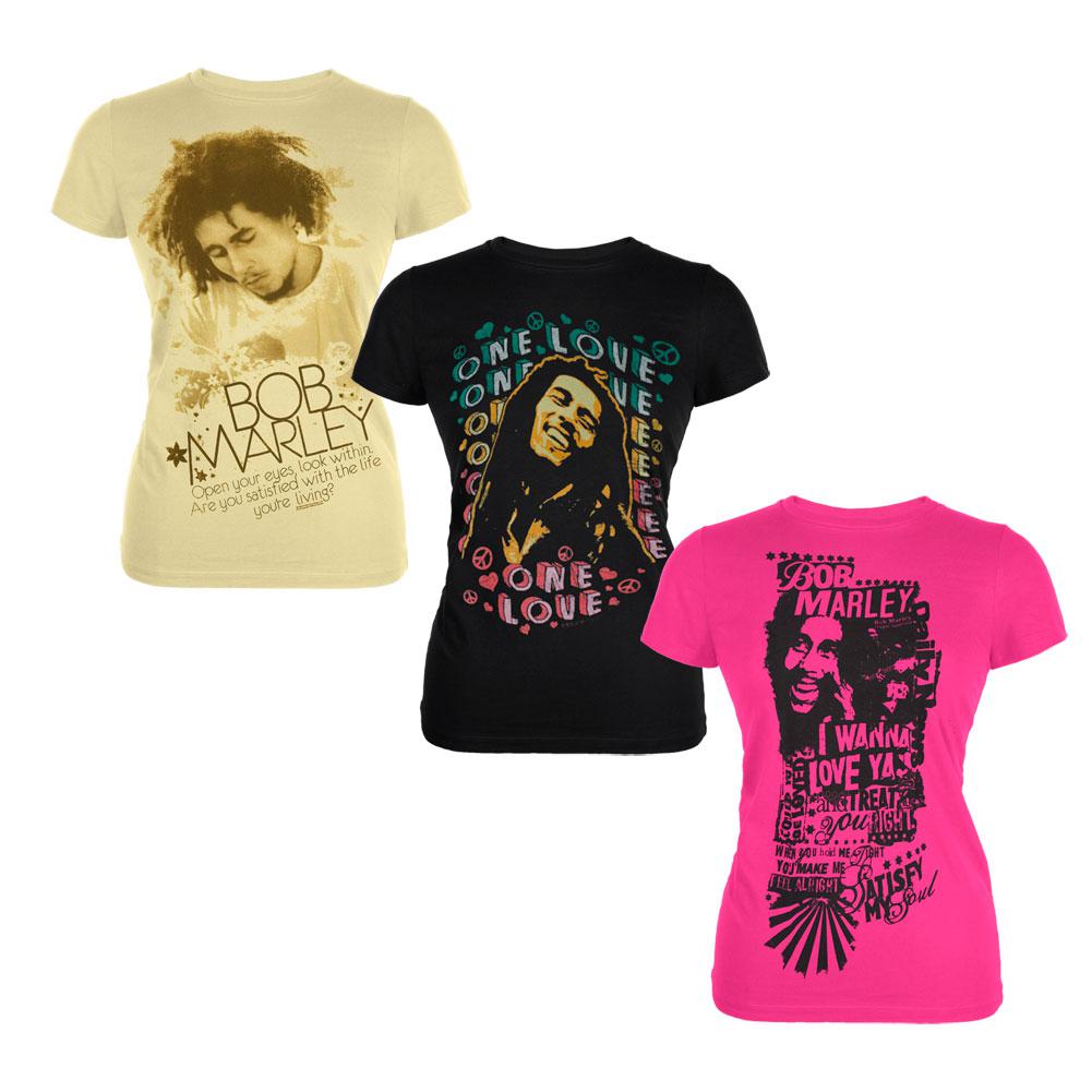 Bob Marley - Set Three 3 Piece Juniors T-Shirt Combo Gift Pack Juniors T-Shirts Bob Marley SM