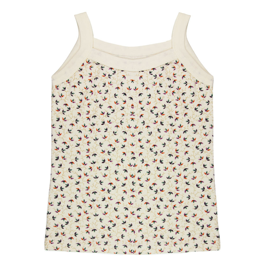 Vintage Leaf Pattern Thermal Youth Girls Tank Top Youth Tank Tops Nature YMD Cream 