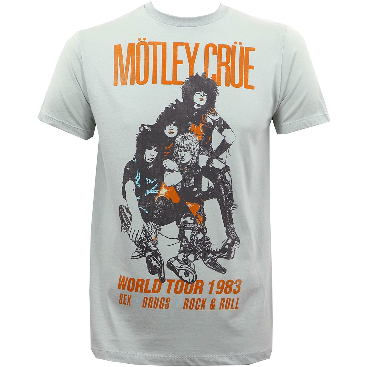 Motley Crue - Vintage World Tour 1983 Mens Soft T Shirt Men's T-Shirts Old Glory Silver MD 