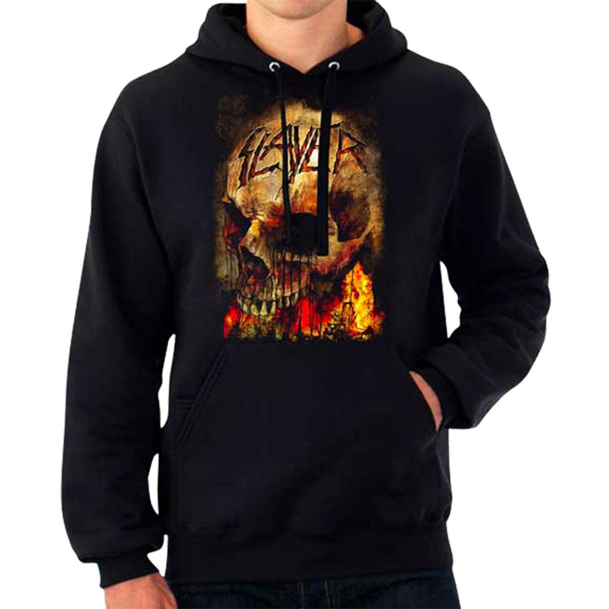 Slayer - Fire Skull Mens Pullover Hoodie Men's T-Shirts Old Glory Black MD 