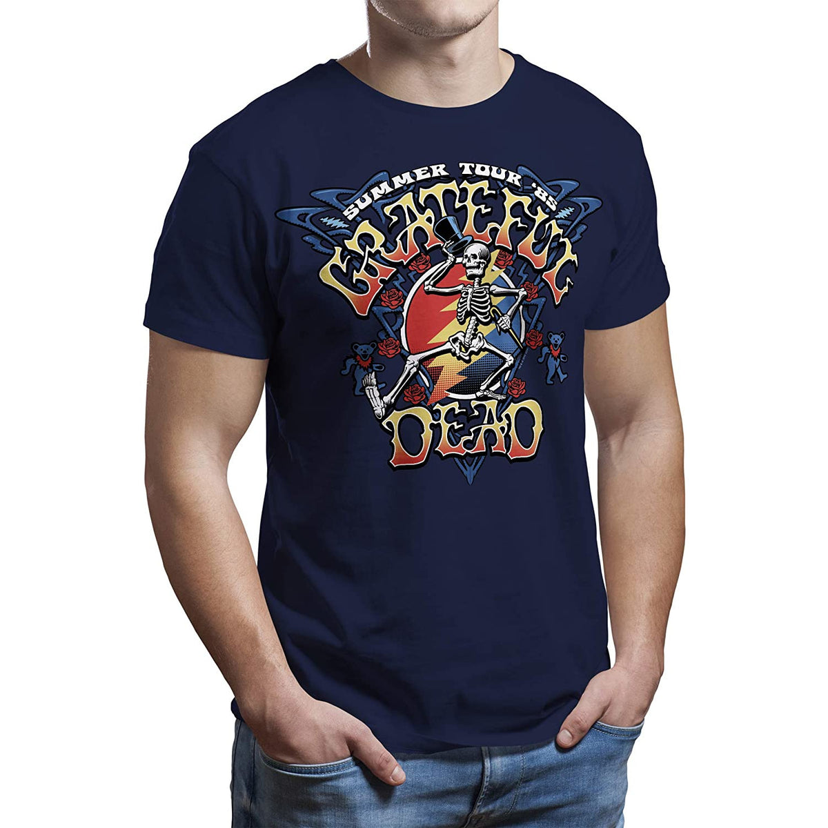 Grateful Dead Summer Tour 85 Strutting Skeleton Mens T Shirt Men's T-Shirts Old Glory MD  