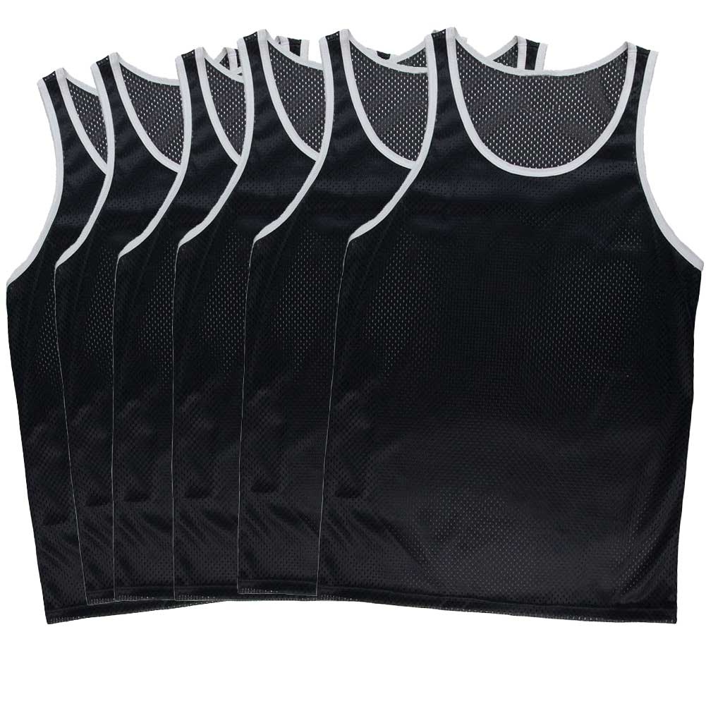 Adult Unisex Black Mesh Tank Top Basketball Jersey 6-Pack Men's Tank Tops Old Glory SM Black 