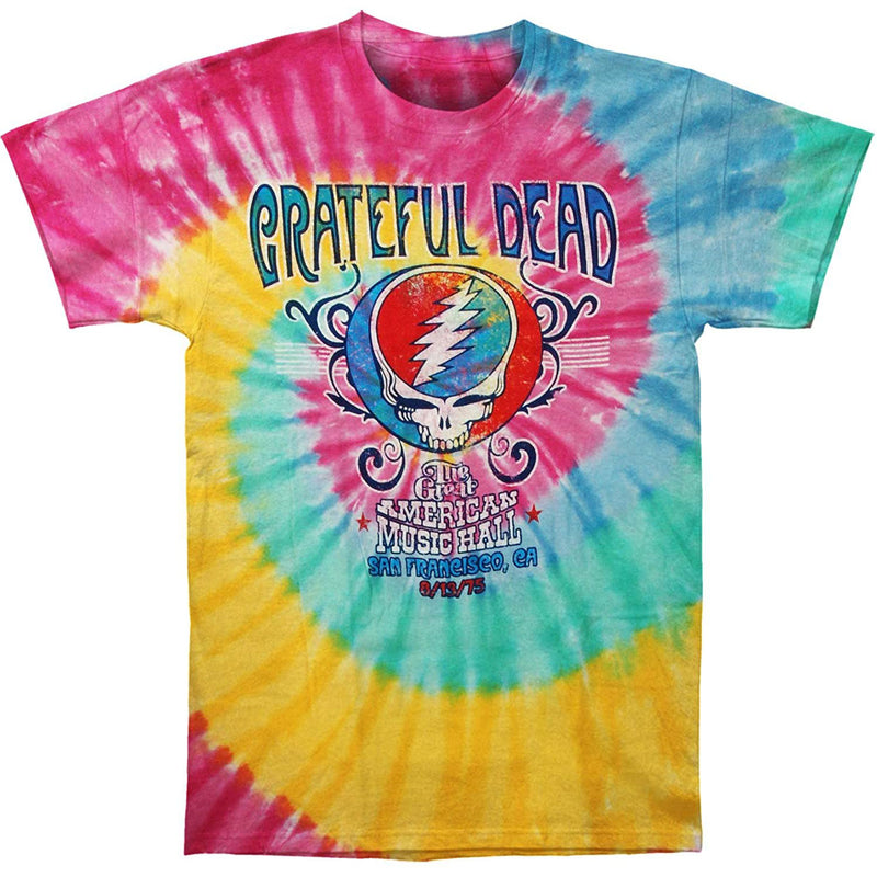 Grateful Dead - American Music Hall Spiral Tie Dye Mens T Shirt Men's T-Shirts Grateful Dead