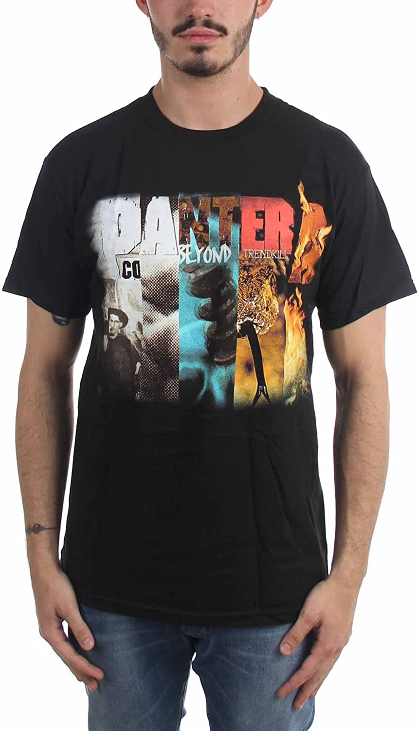 Pantera Album Collage Mens T Shirt - Black Men's T-Shirts Pantera MD  