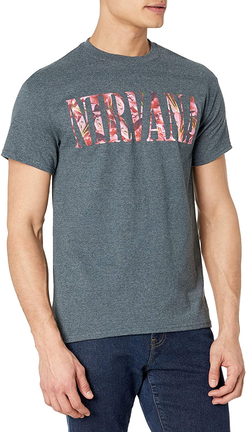 Nirvana - Floral Logo Mens T Shirt Men's T-Shirts Merch Traffic MD  