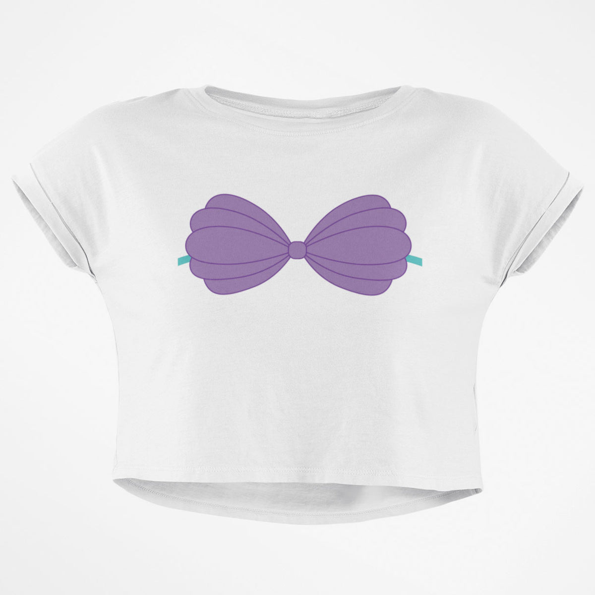 Halloween Purple Shell Bra Junior Boxy Crop Top T Shirt Juniors Crop T-Shirts Old Glory SM White 