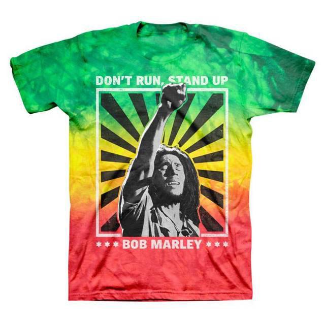 Bob Marley - Don't Run, Stand Up Tie Dye Mens T Shirt Men's T-Shirts Old Glory Multi MD 