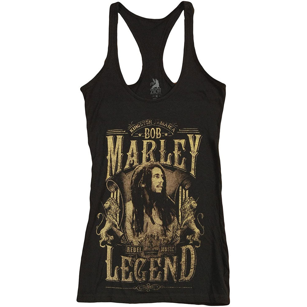 Bob Marley - Legend Juniors Racerback Tank Top Juniors Tank Tops Bob Marley   