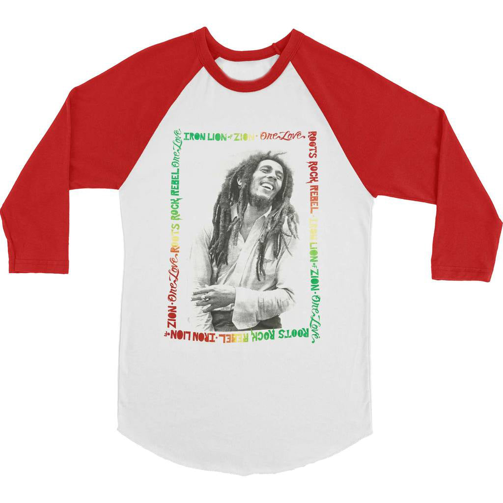 Bob Marley - Songs Frame Juniors 3/4 Sleeve Raglan Juniors Raglans Bob Marley   