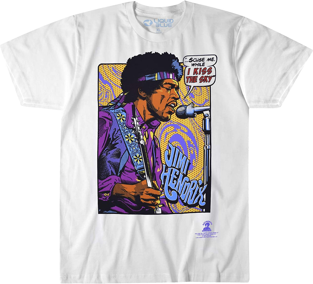 Jimi Hendrix - Pop Art Mens T Shirt Men's T-Shirts Old Glory MD White 