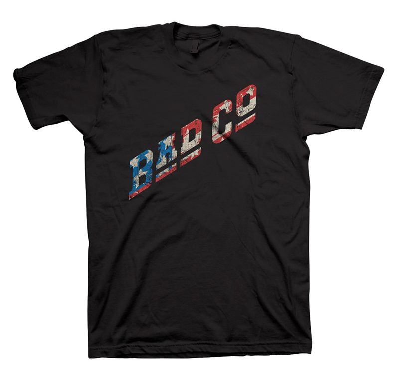 Bad Company - Distressed Flag Logo Mens T Shirt Men's T-Shirts Old Glory MD Black 