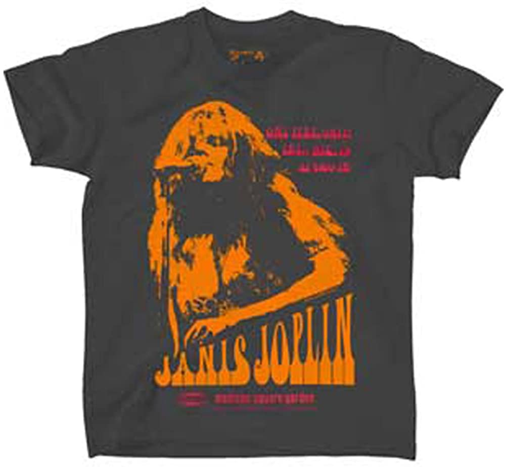 Janis Joplin - Madison Garden Mens Soft T Shirt Men's T-Shirts Janis Joplin MD Charcoal 