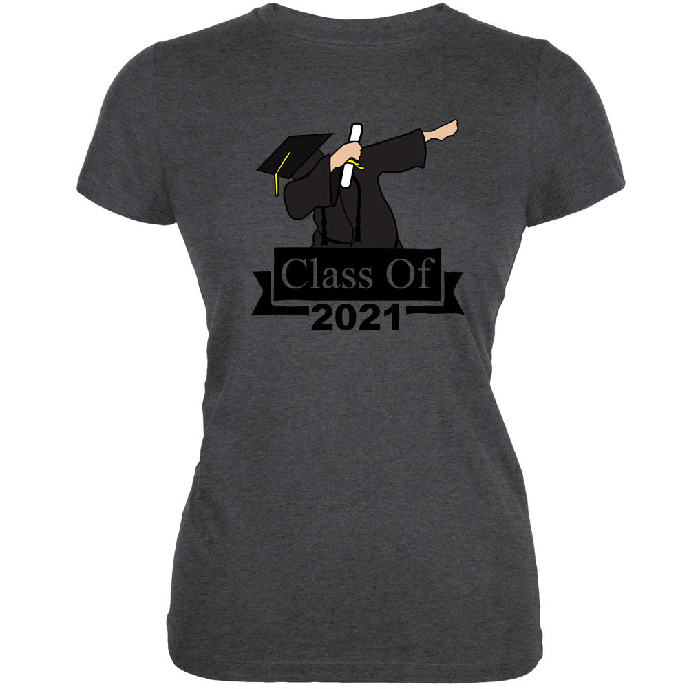 Dabbing Graduate Class of 2021 Juniors Soft T Shirt Juniors T-Shirts Graduation SM Dark Heather Grey 