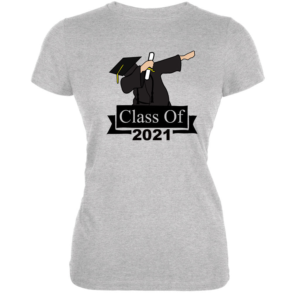 Dabbing Graduate Class of 2021 Juniors Soft T Shirt Juniors T-Shirts Graduation SM Heather Grey 