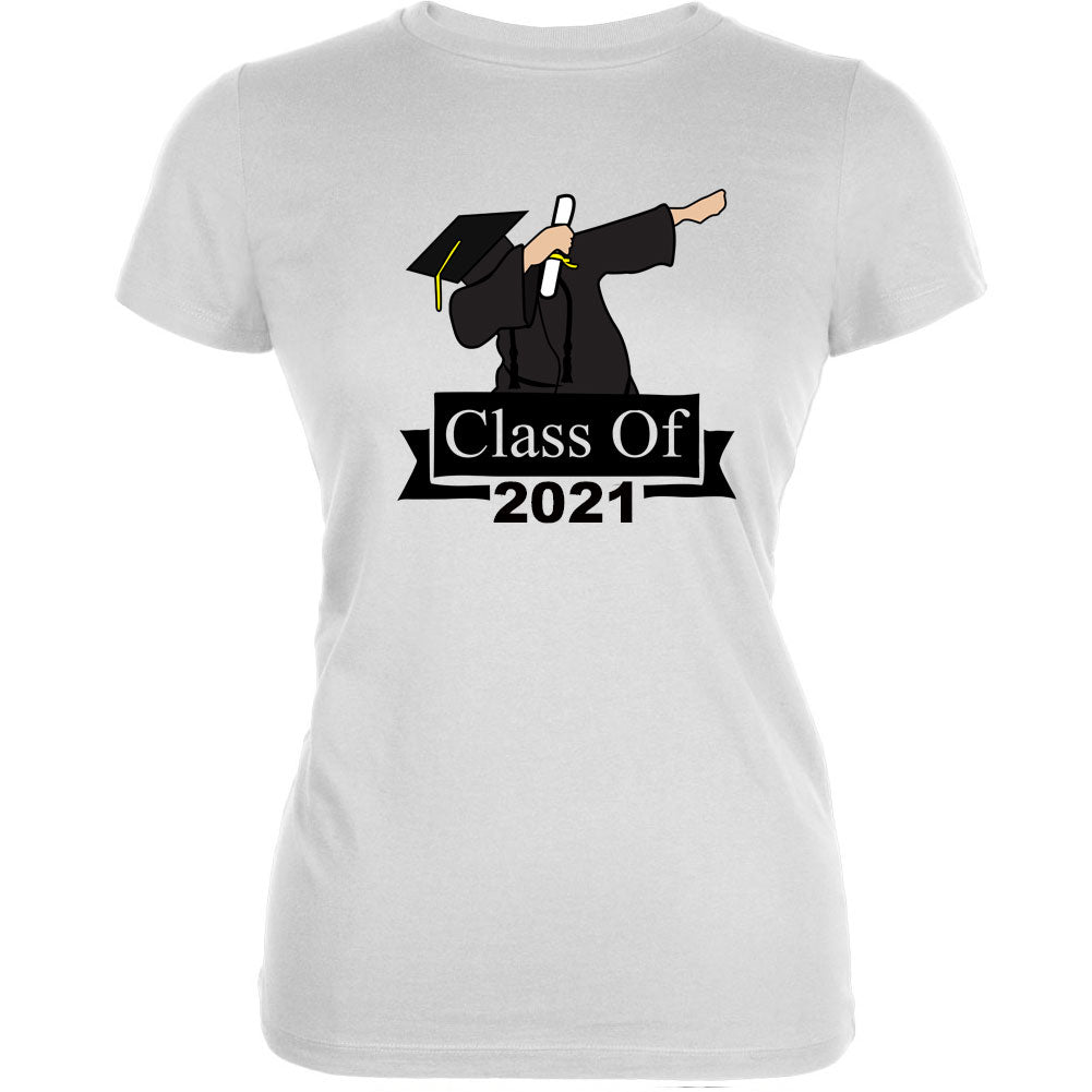 Dabbing Graduate Class of 2021 Juniors Soft T Shirt Juniors T-Shirts Graduation SM White 