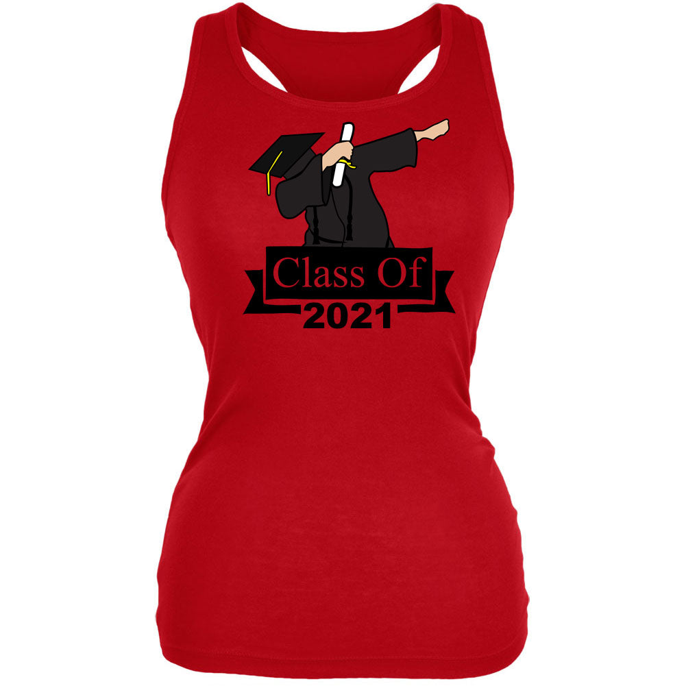 Dabbing Graduate Class of 2021 Juniors Tank Top Juniors Tank Tops Graduation SM Red 