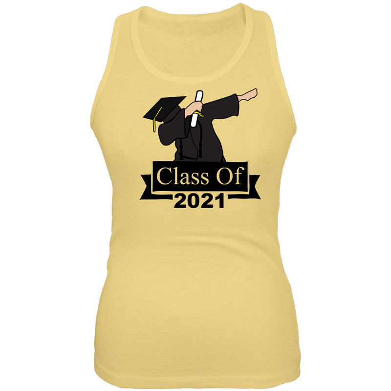 Dabbing Graduate Class of 2021 Juniors Tank Top Juniors Tank Tops Graduation SM Yellow 