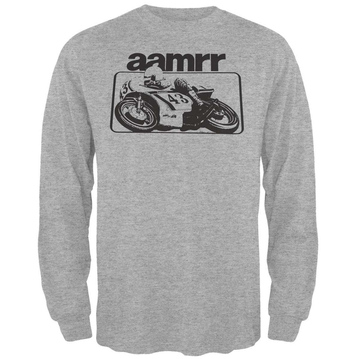 #43 AAMRR Mike Baldwin Mens Long Sleeve T Shirt Men's Long Sleeves Old Glory SM Heather Grey 