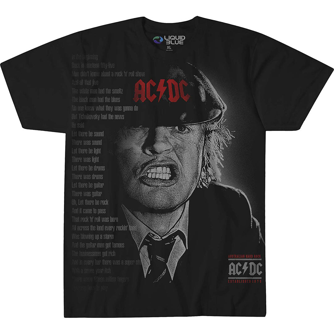 AC/DC - Big Face Angus Mens T Shirt Men's T-Shirts Liquid Blue MD Black 