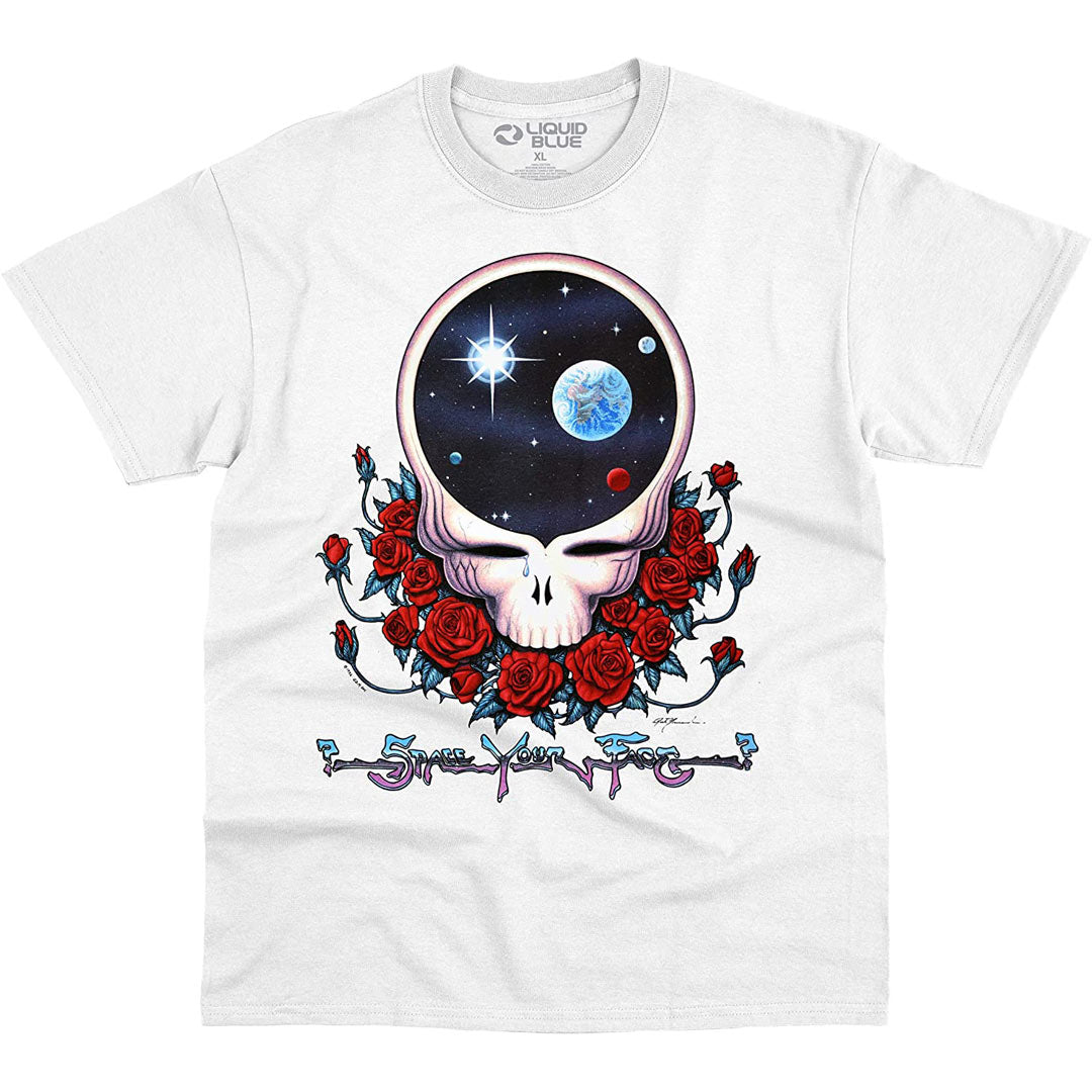 Grateful Dead - Space Your Face Mens T Shirt Men's T-Shirts Liquid Blue MD White 