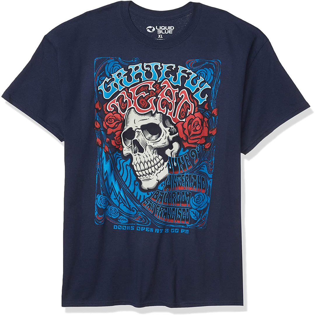 Grateful Dead - Bertha Ballroom Mens T Shirt Men's T-Shirts Liquid Blue MD Navy 