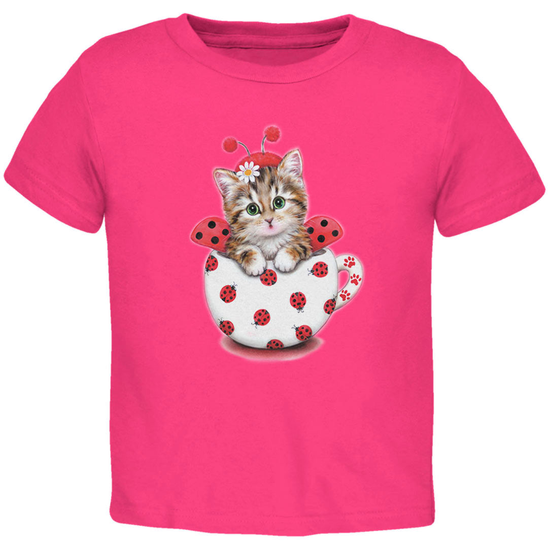 Cat Ladybug Toddler T Shirt Toddler T-Shirts Old Glory 2T Hot Pink 