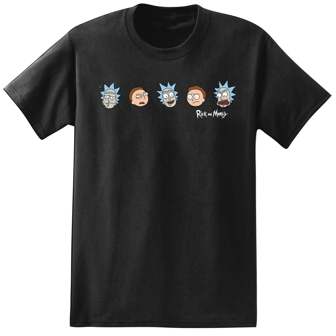 Rick and Morty - Head Expressions Mens T Shirt Men's T-Shirts Isaac Morris SM Black 