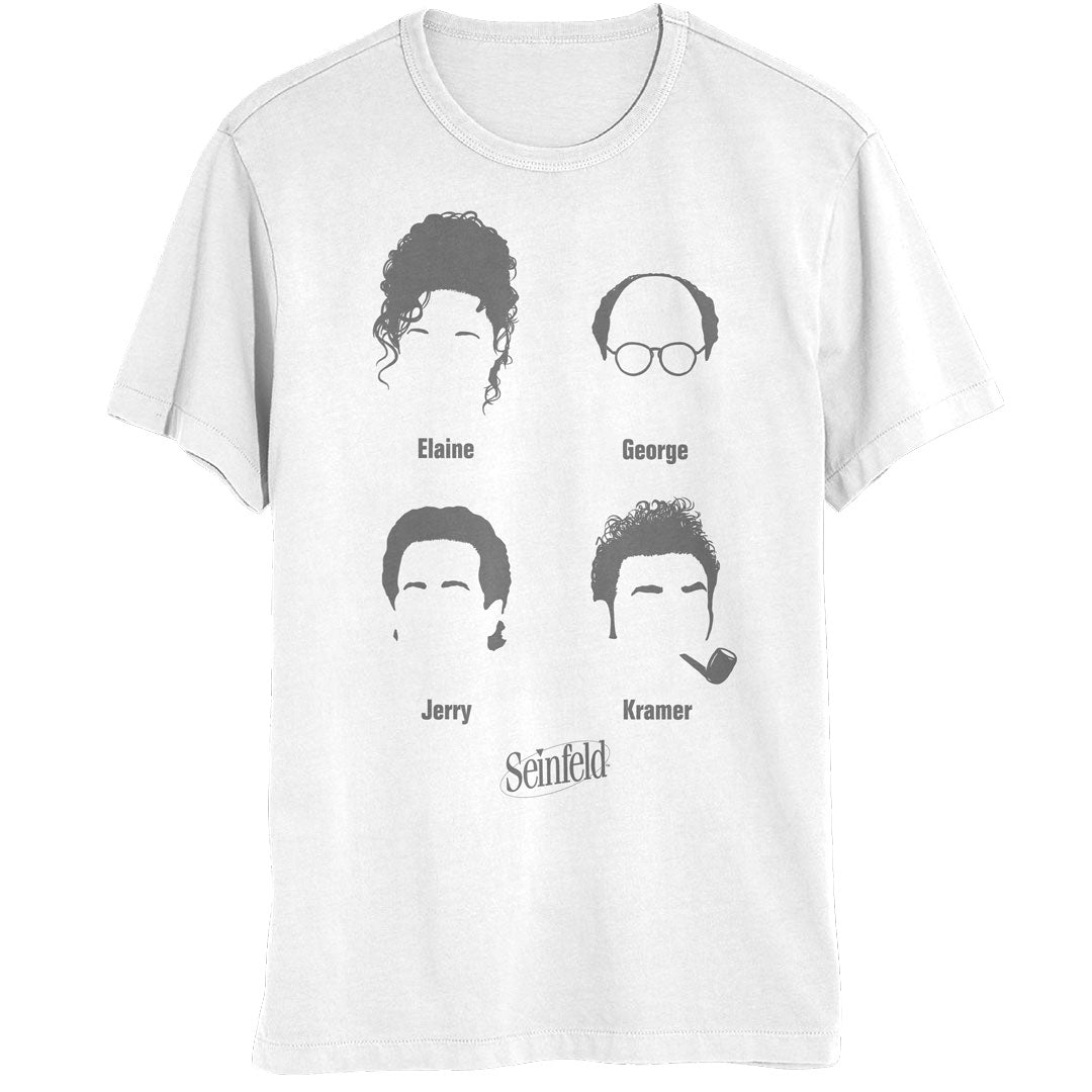 Seinfeld - Cast Hair Silhouettes Mens T Shirt Men's T-Shirts Isaac Morris SM White 