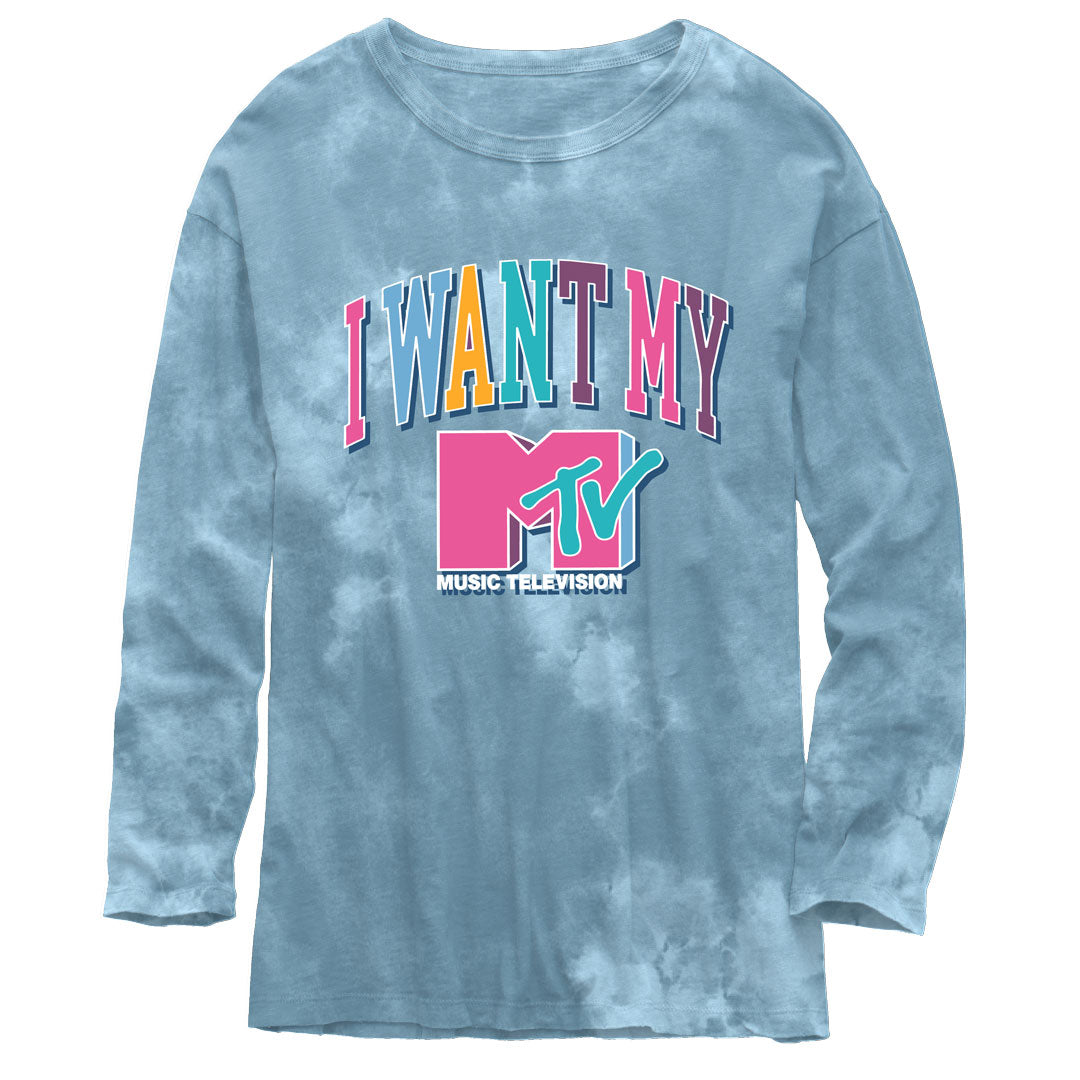 MTV - I Want Juniors Tie Dye Long Sleeve T Shirt Juniors Long Sleeves Isaac Morris SM Multi 