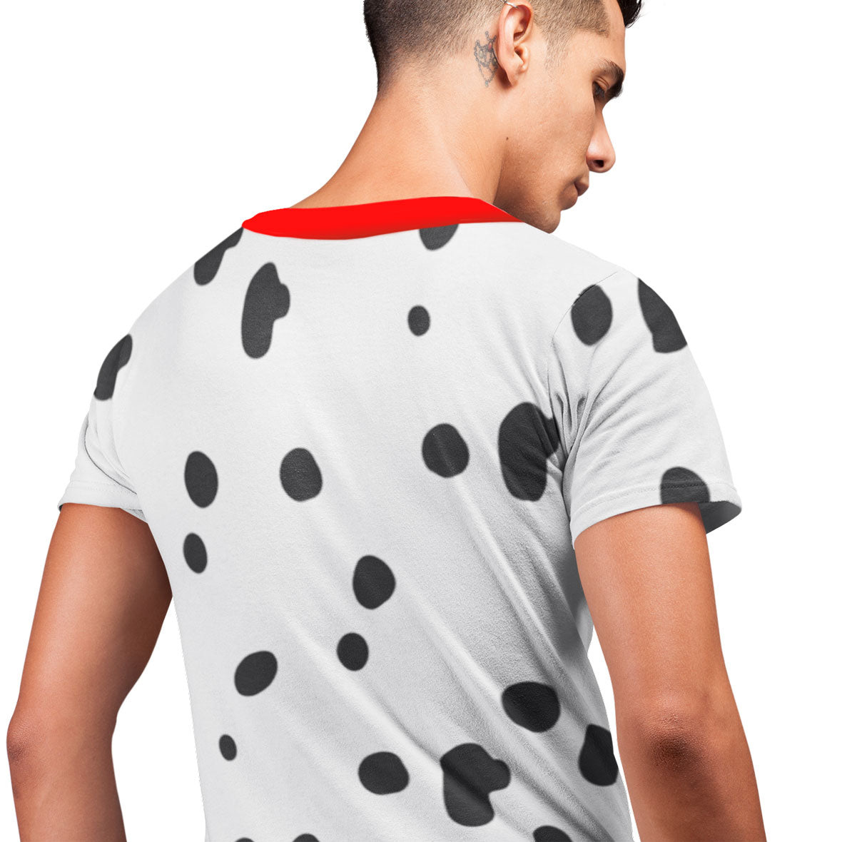 Halloween Costume Dalmatian with Red Collar Mens Sublimation T Shirt Men's T-Shirts Old Glory   