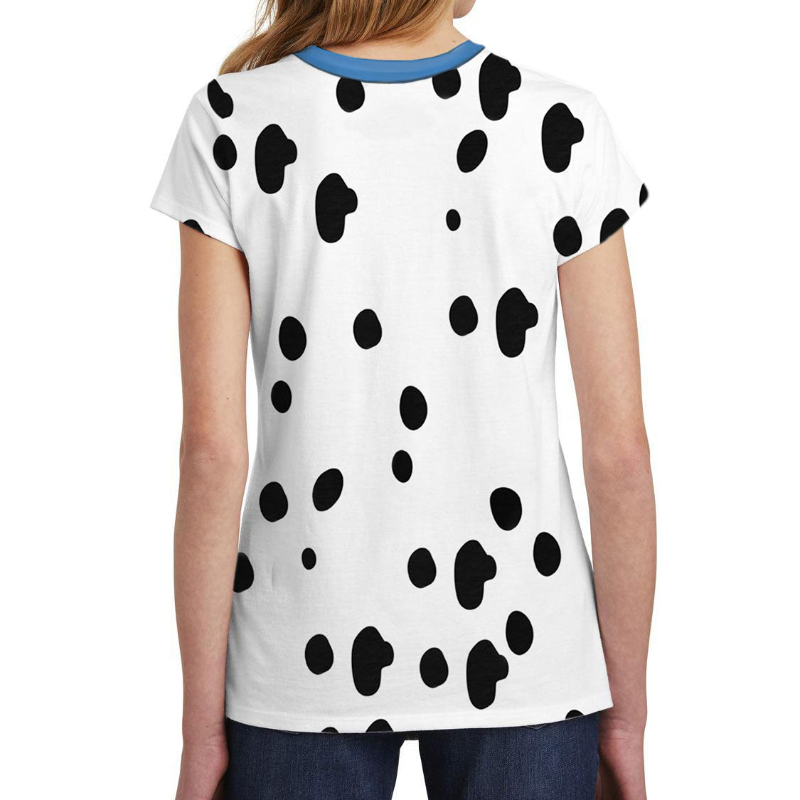 Halloween Costume Dalmatian with Blue Collar Big Kids Sublimation T Shirt with Dog Ears Headband Shirts Old Glory   