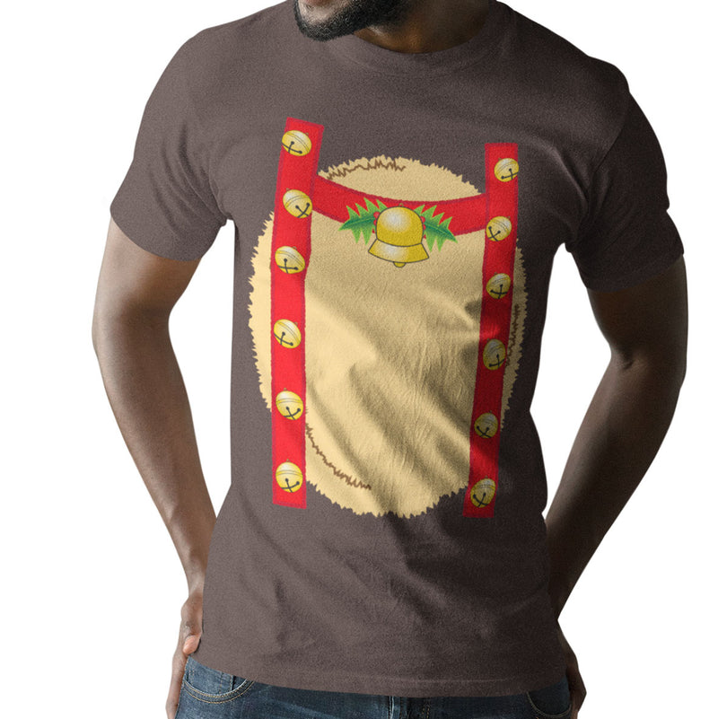 Christmas Costume Reindeer with Bells Mens Costume T Shirt with Red Antlers Headband Men's T-Shirts Old Glory   