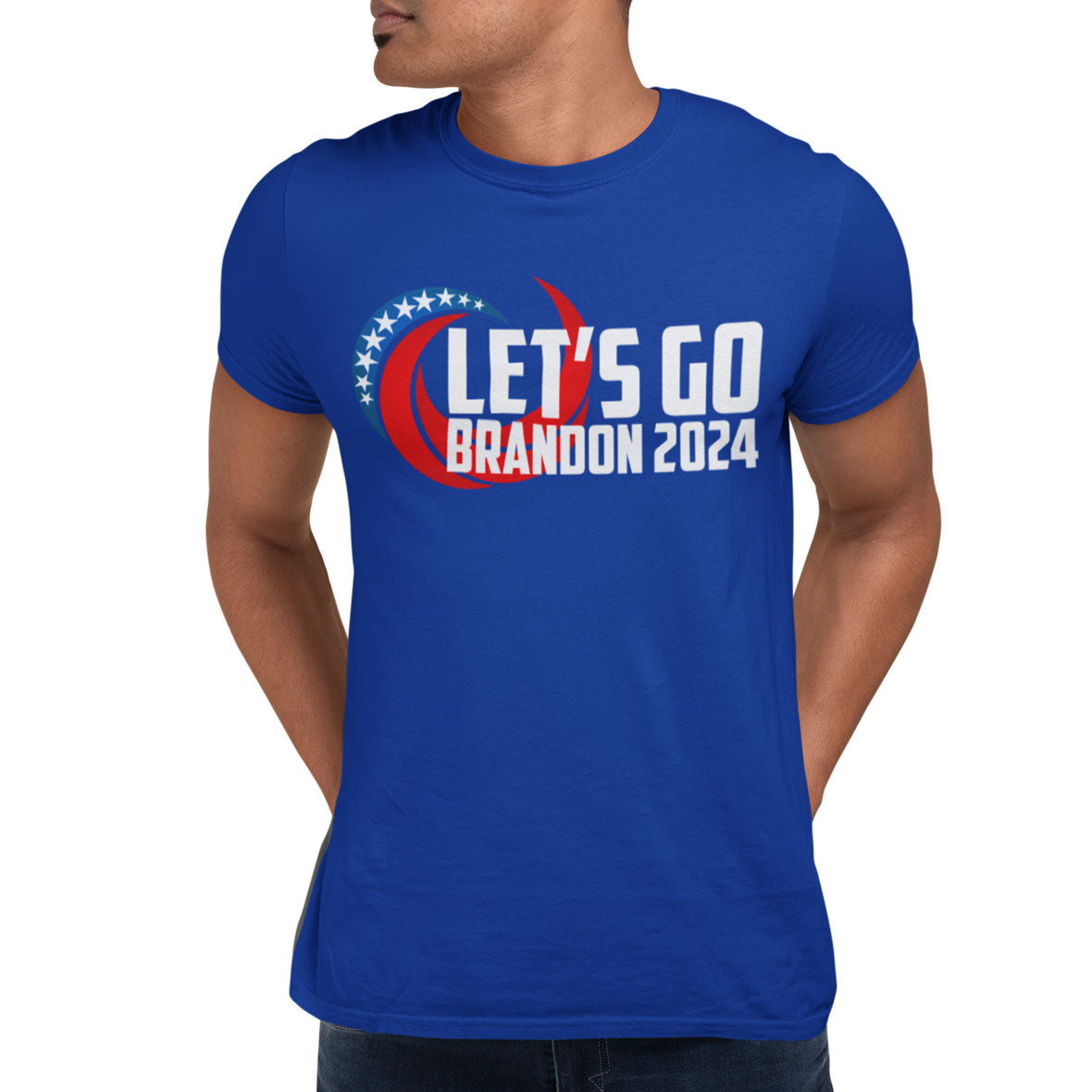 Election 2024 Let's Go Brandon Swirl Mens T Shirt Men's T-Shirts Old Glory SM Royal 