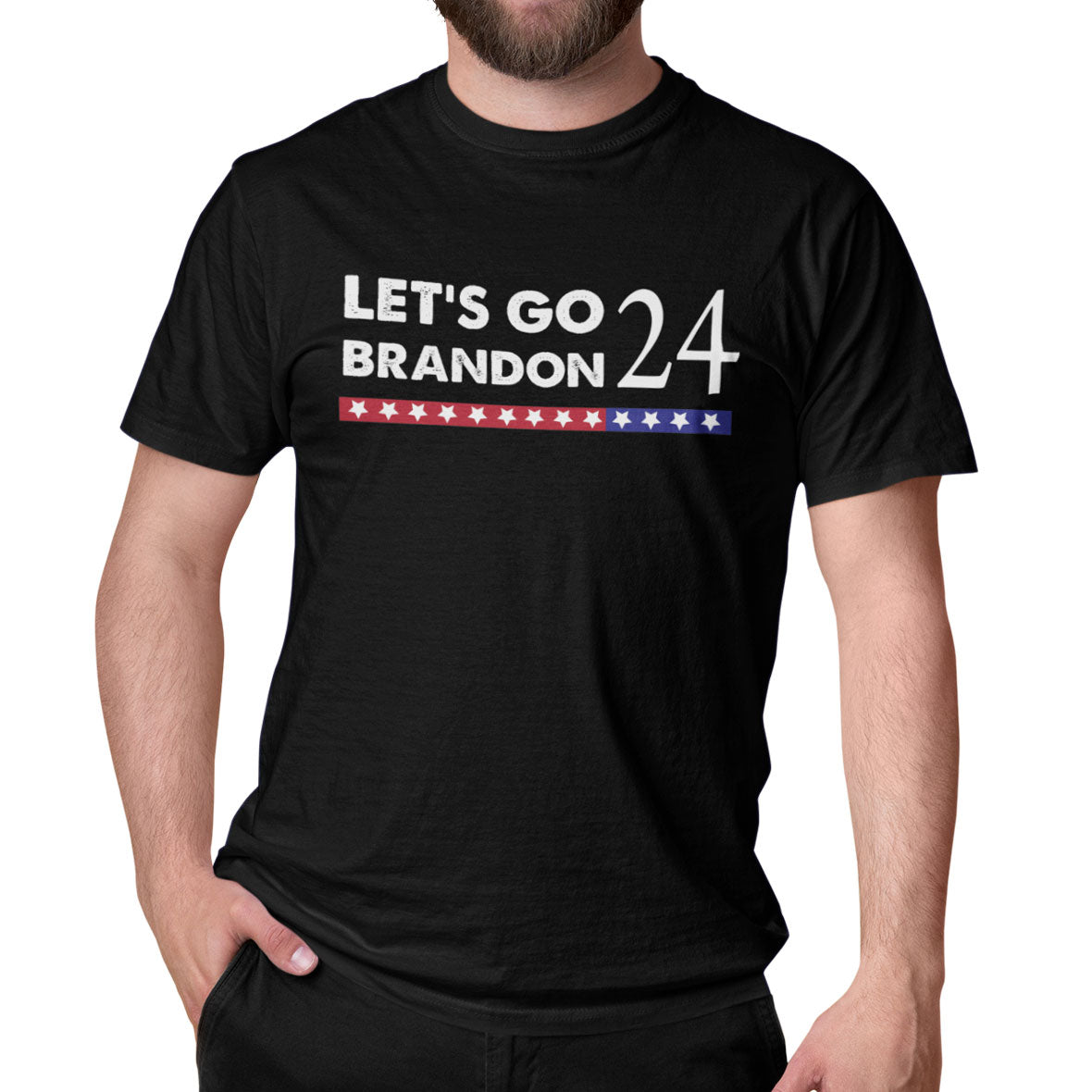 Election 2024 Let's Go Brandon Stacked Mens T Shirt Men's T-Shirts Old Glory SM Black 