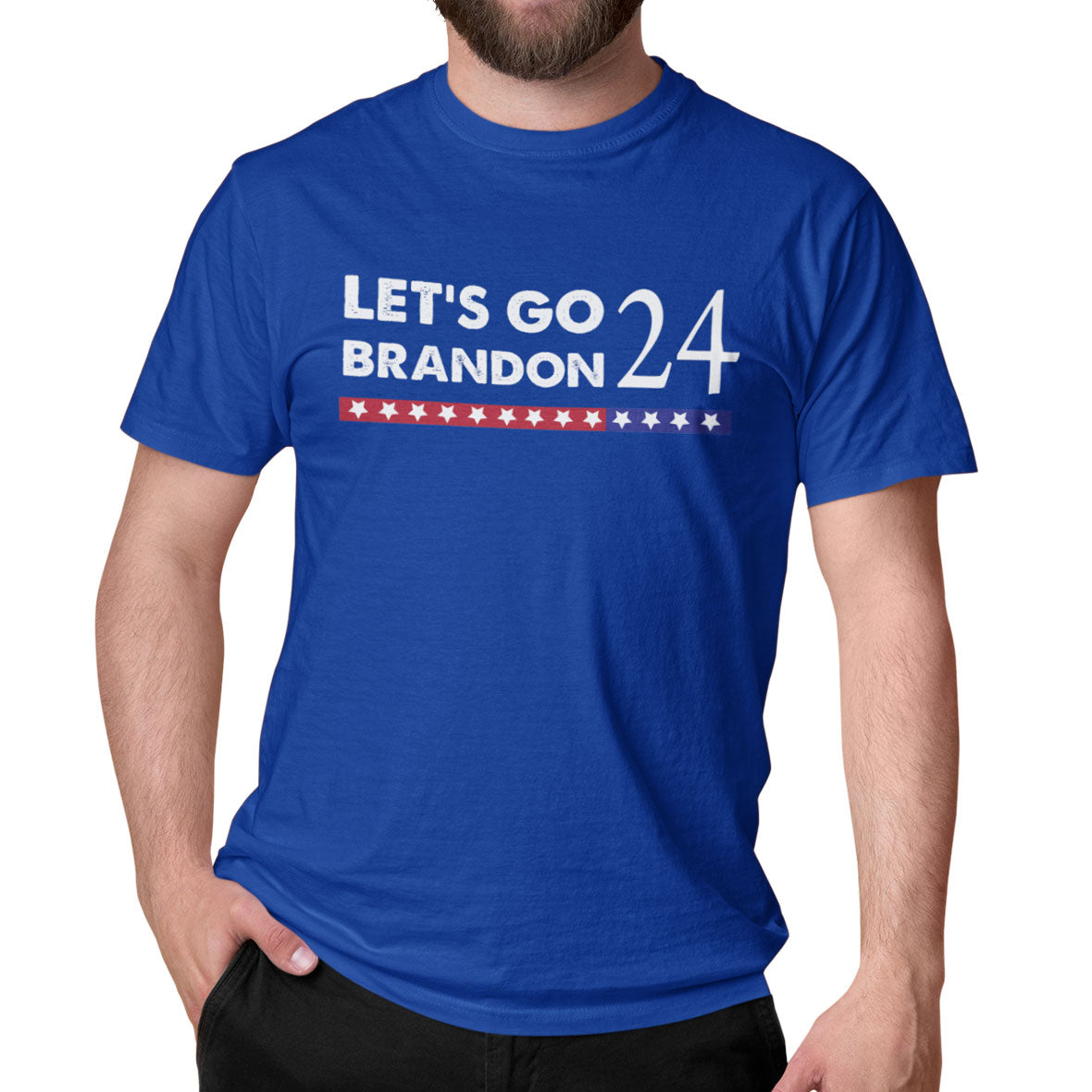 Election 2024 Let's Go Brandon Stacked Mens T Shirt Men's T-Shirts Old Glory SM Royal 