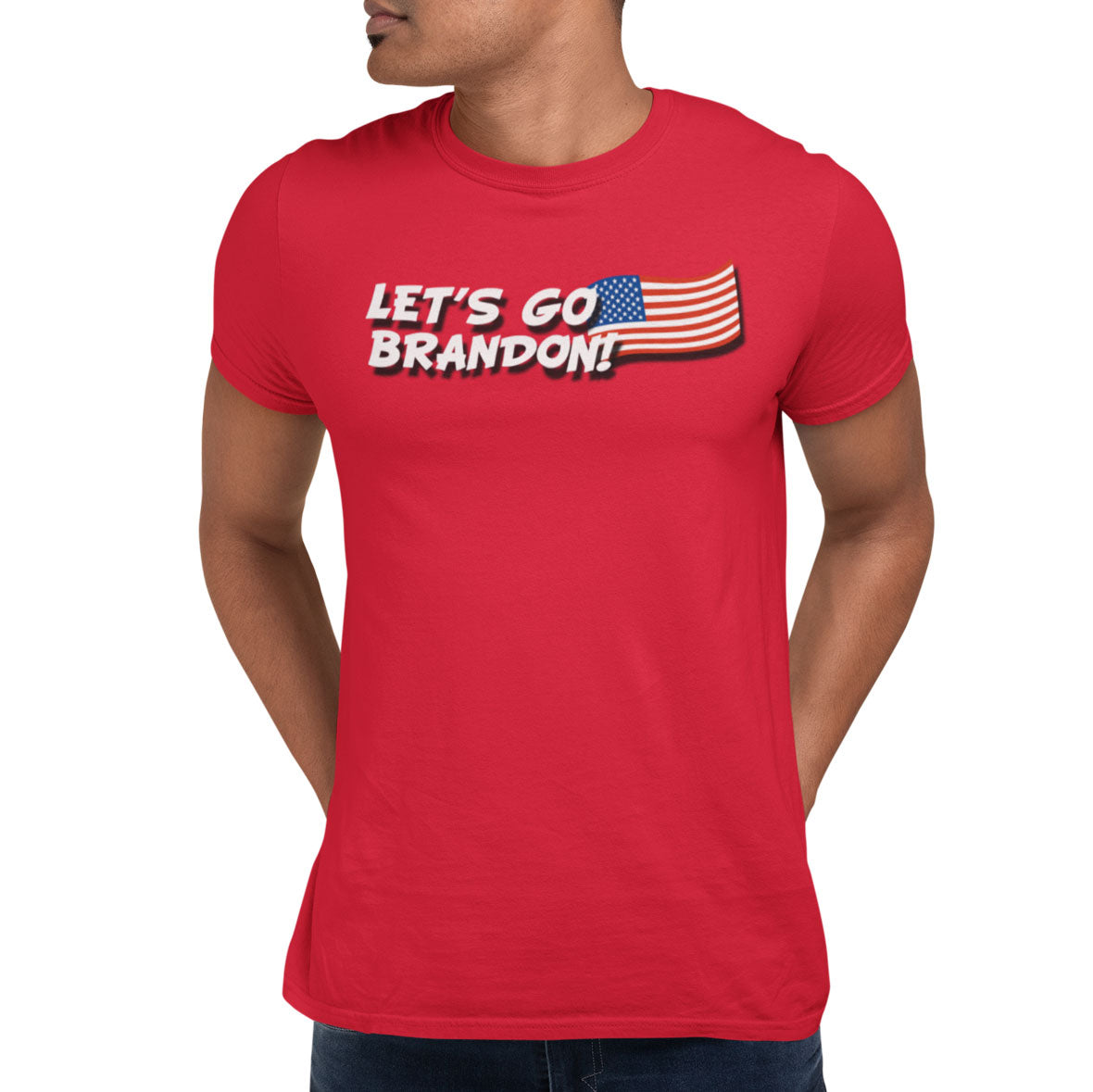 Election 2024 Let's Go Brandon American Flag Mens T Shirt Men's T-Shirts Old Glory SM Red 