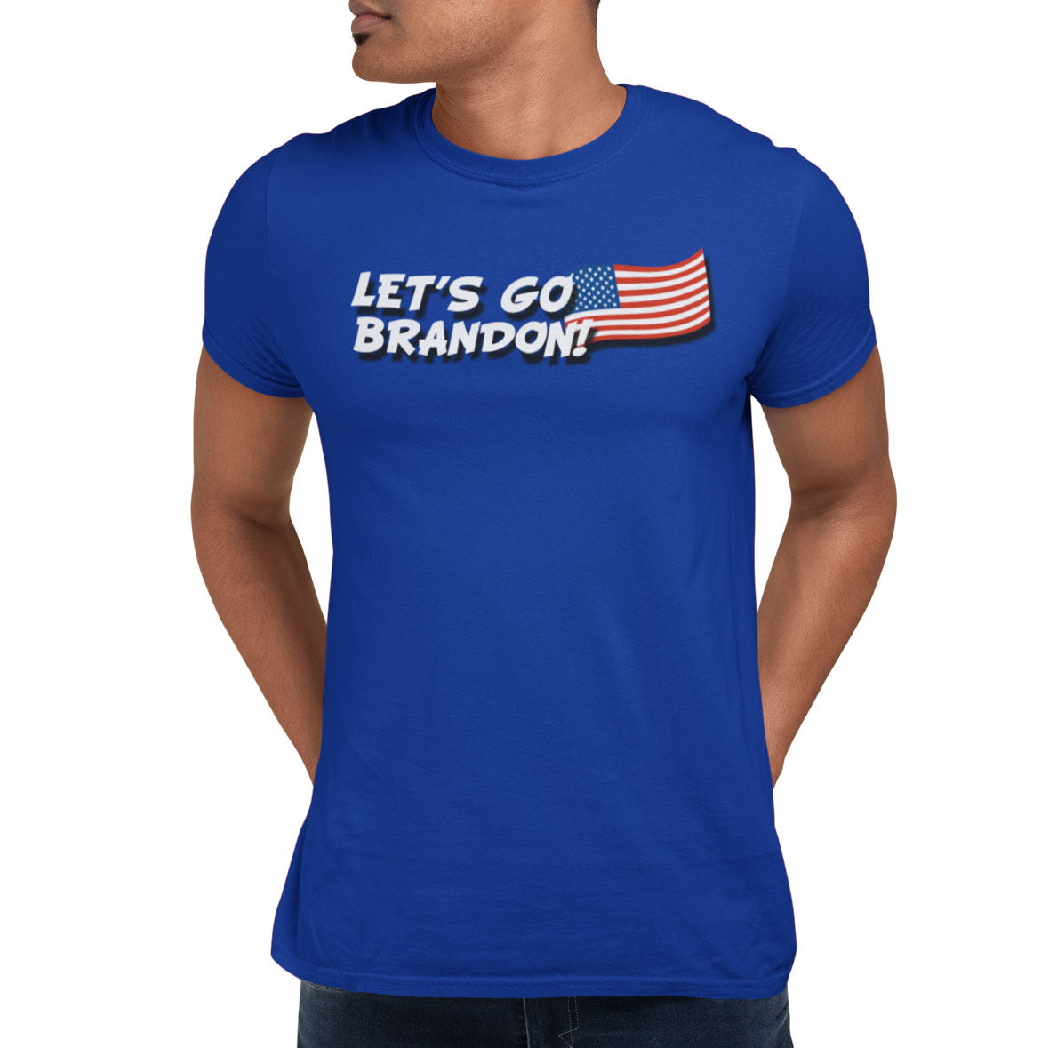 Election 2024 Let's Go Brandon American Flag Mens T Shirt Men's T-Shirts Old Glory SM Royal 