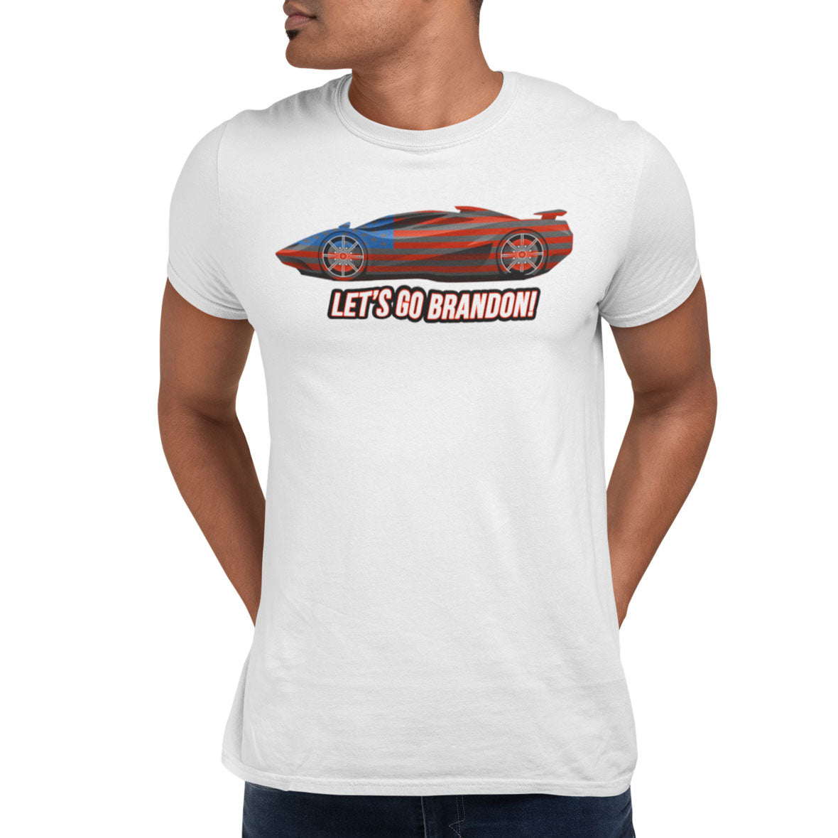 Election 2024 Let's Go Brandon American Car Mens T Shirt Men's T-Shirts Old Glory SM White 