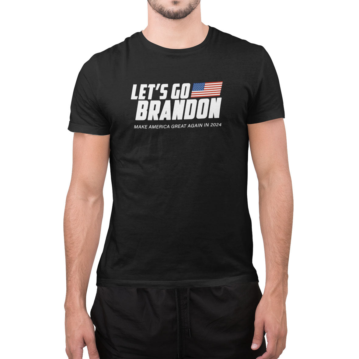 Election 2024 Let's Go Brandon MAGA Mens T Shirt Men's T-Shirts Old Glory SM Black 