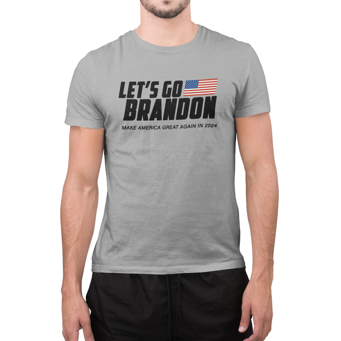 Election 2024 Let's Go Brandon MAGA Mens T Shirt Men's T-Shirts Old Glory SM Gravel 