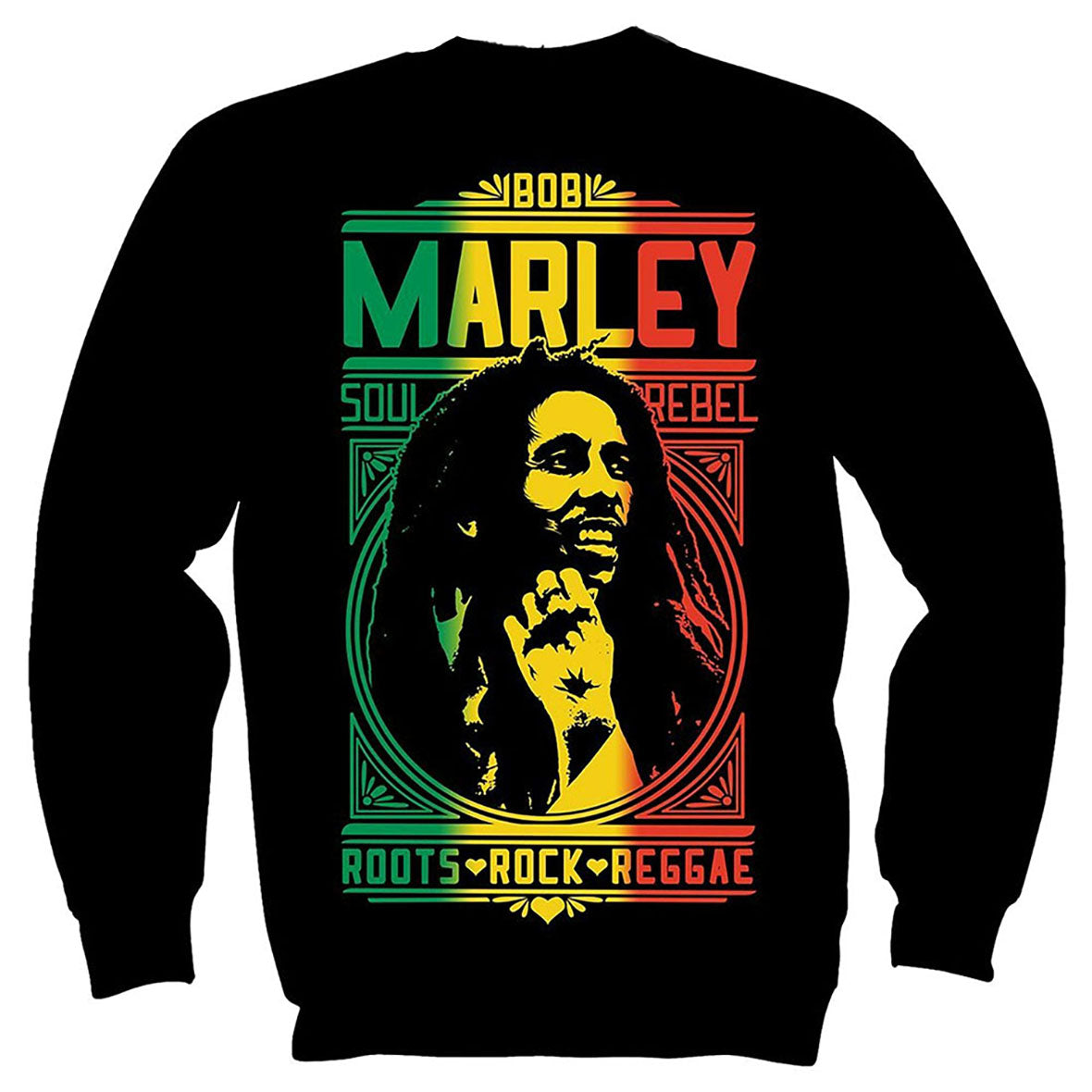 Bob Marley - Soul Rebel RRR Mens Crew Neck Sweatshirt Men's Sweatshirts Old Glory MD Black 