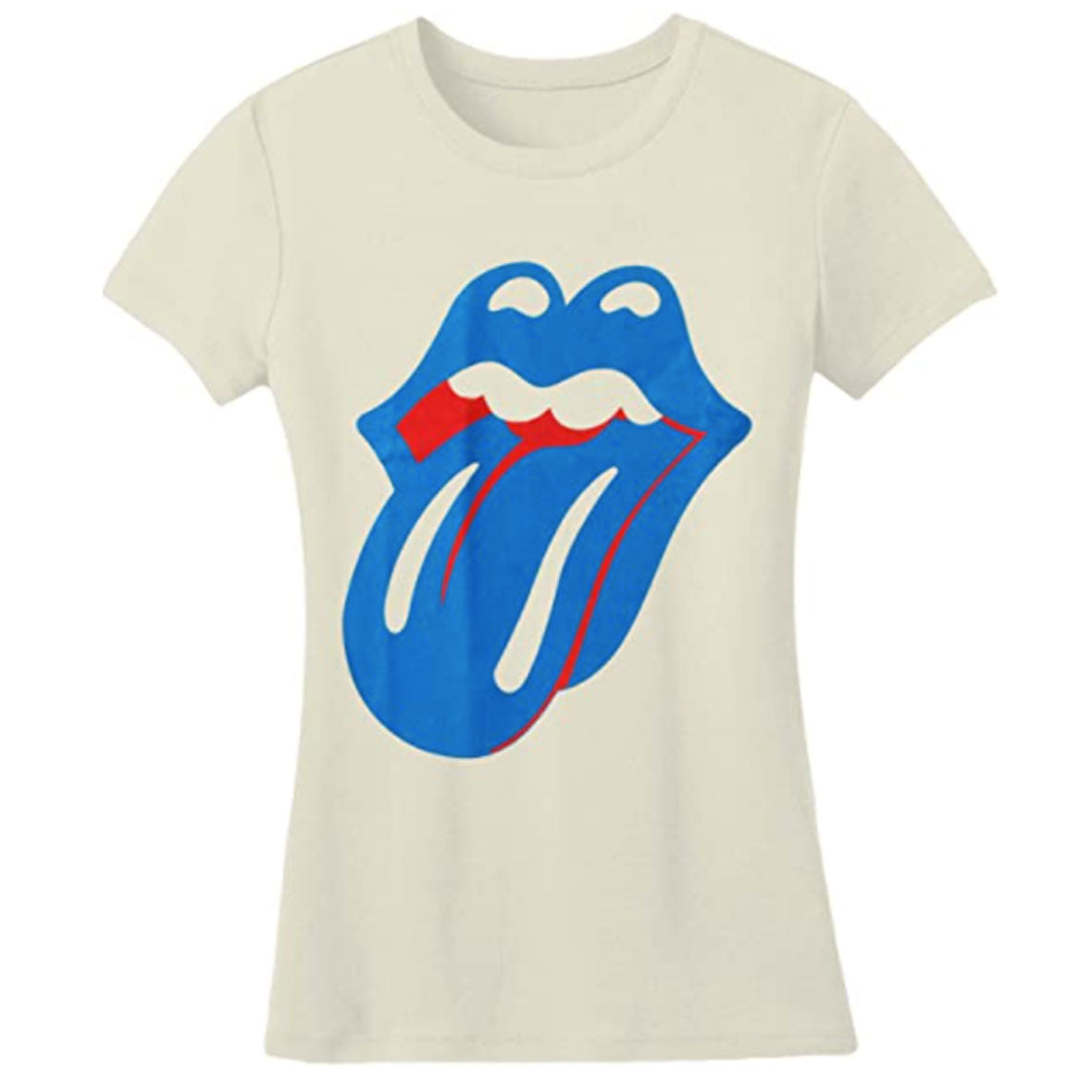 Rolling Stones - Blue & Lonesome Tongue Juniors T Shirt Juniors T-Shirts Bravado SM White 