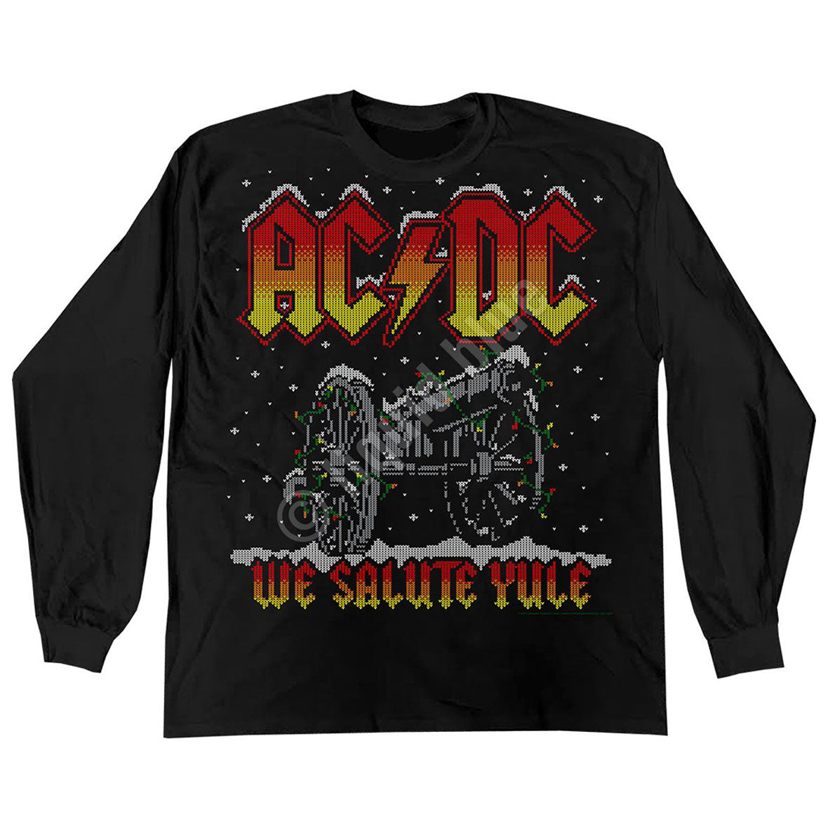 AC/DC - We Salute Yule Sweater Mens Long Sleeve T Shirt Men's Long Sleeves Liquid Blue MD Black 