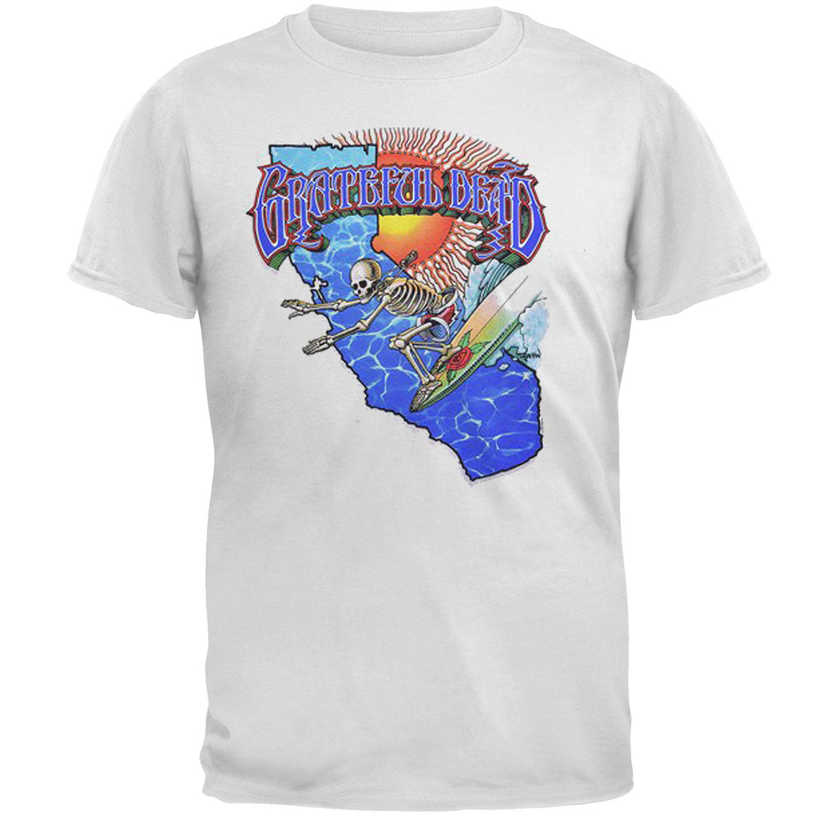 Grateful Dead - California Surfer Mens T Shirt Men's T-Shirts Liquid Blue MD White 
