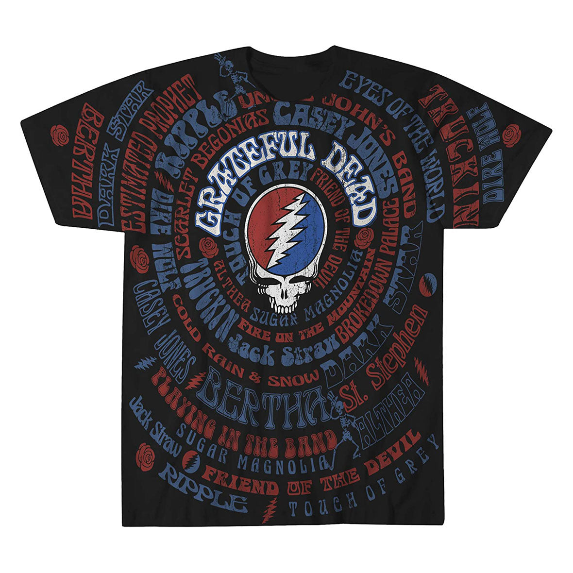 Grateful Dead - Songs Mens T Shirt Men's T-Shirts Liquid Blue MD Black 